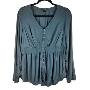Torrid Rayon Gauze Long Sleeve Button Up Top Blouse